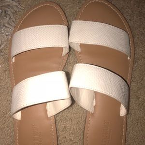 white two strap sandals